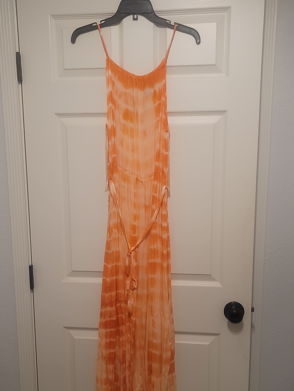 Women's Orange Tie-Dye Maxi Dress
